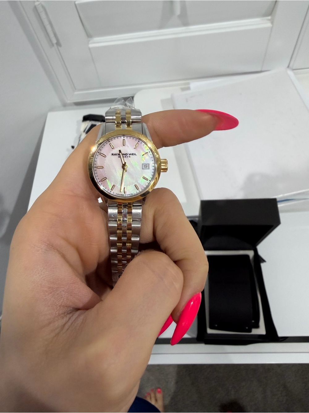 Nwt Raymond Weil Two-Tone Watch with Mother-of-Pearl Dial